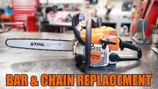 STIHL MS170 Chainsaw Bar & Chain Replacement - Step By Step How-To Video