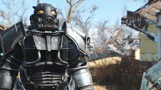 Preston Confronts a Raider in Enclave Power Armor