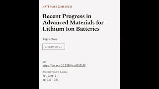 Recent Progress in Advanced Materials for Lithium Ion Batteries | RTCL.TV