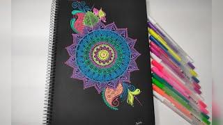 colorful mandala art || gelly roll pens art || mandala art for beginners || step by step