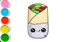 Unwrap 🫔the cute and tasty Burrito  Drawing  and colouring  ️ for kids  and toddlers 