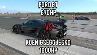 Ford GT Vs Koenigsegg Jesko - Drag Race 400Km/h #koenigsegg #dragrace