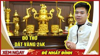 Đồ thờ bằng đồng mạ vàng xuất sắc | Đỉnh đồng ngũ sự dát vàng trên bàn thờ gia tiên