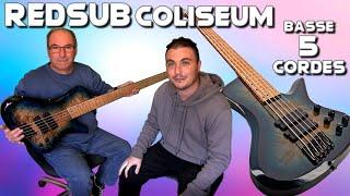 PRÉSENTATION ET TEST : REDSUB COLISEUM Fanned Fret 5-string bass blue burl burst"Gear4Music" 2020