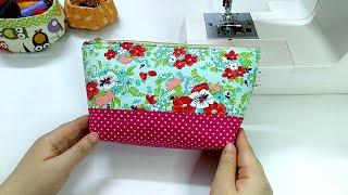 DIY Zipper Pouch | How to sew makeup case | Easy Sewing Tutorial for Beginner