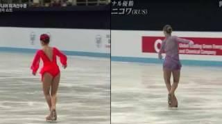 [HQ] 3Lz Jumps by E. Tuktamisheva and A. Sotnikova, side by side (WJC 2011)