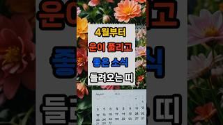 4월부터 운이 풀리고 좋은 소식 들려오는 띠#운세 #명언 #부자의삶 #좋은글