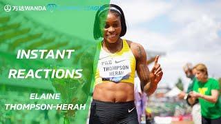 Elaine Thompson-Herah reacts to running 10.54 in Eugene - Wanda Diamond League