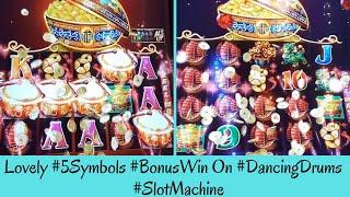 Lovely 5 Symbols Bonus Win On DANCING DRUMS Slot Machine - SunFlower Slots