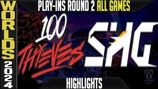 100 vs SHG Highlights ALL GAMES | Worlds 2024 Play Ins Lower Round 2 | 100 Thieves vs Fukoka Hawks