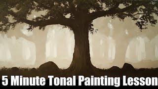 5 Minute Painting Lesson - Painting A Tonal Forest in Acrylic with Tim Gagnon