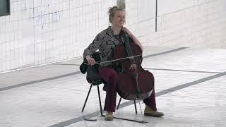 The amazing sound of a Cellist playing in an empty swimming pool for 2023 Aberdeen Jazz Festival