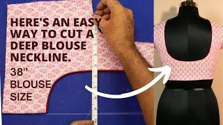 Here's an easy way to cut a deep blouse neckline. 38 Size deep neck blouse cutting easy tips #91