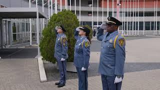 Flag lowering at UN Vienna for colleagues who have been killed in Gaza