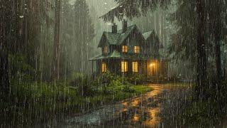 HEAVY RAIN to Sleep FAST Tonight | Rain on The Roof in the Foggy Forest - End Insomnia, Study, Relax