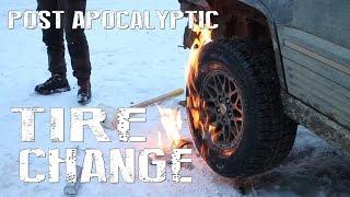 Post Apocalyptic Tire Changing Without Proper Tools [BONUS Combat Footage]