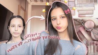 GRWM || makeup & hair tutorial  *ੈ‧₊˚