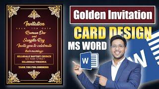 Printable Golden Invitation Card Design in Microsoft Word || Wedding Invitation Card Design in Word