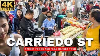 [4K] AMAZING Street Foods & Flea Market | CARRIEDO QUIAPO, Manila City Street Tour 2025