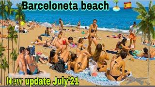 SUMMER BEACHWALK JULY 2021 BARCELONETA BEACH  BEST BEACHES  IN SPAIN