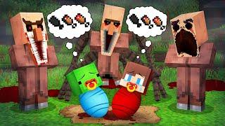 JJ and Mikey Were Adopted By SCARY VILLAGERS FAMILY in Minecraft - Maizen