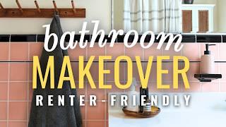 Extreme BATHROOM MAKEOVER with PINK TILE!  EASY Renter Friendly Upgrades