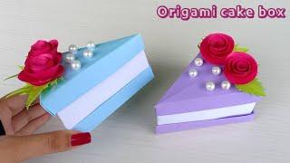 Origami Cake Slice Box Tutorial / Triangular Box / how to make paper cake box / Origami cake box