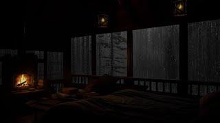 ️ Rainy Forest Atmosphere and Fireplace  Deep Relaxation in Your Secluded Cabin
