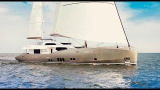 Aluminium superyacht CONRAD 115 LUNAR. Luxury fast motorsailor with fully automated sails system