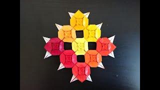 Meijing Zhang Original origami tutorial 11   原创模块折纸花拼图教程111