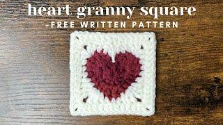 Crochet Heart Granny Square Tutorial & Free Written Pattern