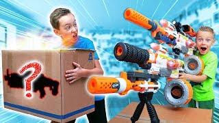 NERF Game: MYSTERY Box of CRAZY BIG Nerf Blaster Combos