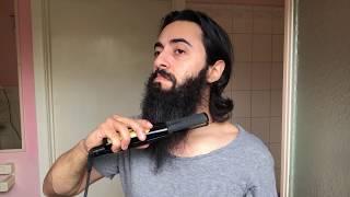 STRAIGHTENING MY 1 YEAR BEARD with HOT IRON