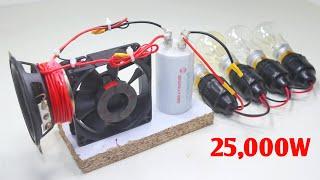 New 25000W 220V DC Colling Fan Speaker Free Electricity Energy Generator Project At Home