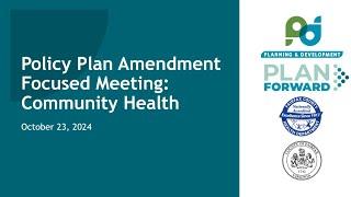 Plan Forward Community Health and Human Services Focused Meeting: Oct. 22, 2024