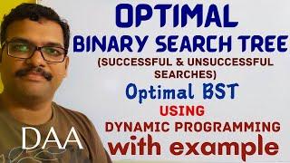 OPTIMAL BINARY SEARCH TREE USING DYNAMIC PROGRAMING (SUCCESSFUL & UNSUCCESSFUL SEARCHES) ||OBST||DAA