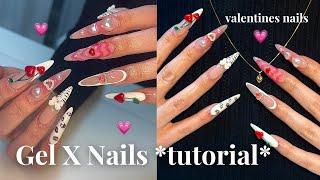 Watch me do a full *Gel X Nail* set  ˚ ༘ ⋆｡˚| valentines edition tutorial