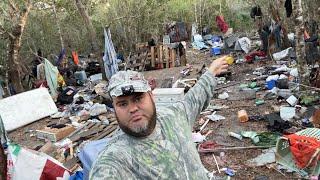 Massive Hidden Homeless Compound Abandoned In Sarasota Woods! Homeless Flee!