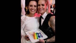 Cutting wedding Cake | Ashlyn Harris + Ali Krieger | (IG Stories)