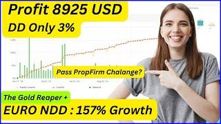 DD Only 3% and Profit 8,925 USD. Success Pass PropFirm Chalange Using this EA? (NO MARTINGALE)