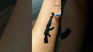 AK-47 easy  tattoo ideas for boys ....#tattoo #art #viral #trending #drawing #temporarytattoo