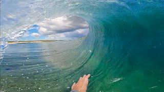 Surfing Over a Dry Reef (WIDE TUBES!)