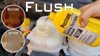 How to do complete coolant flush/How to use prestone radiator flush and cleaner/flush Muddy coolant