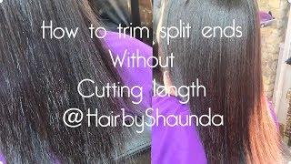 How to trim split ends without cutting length | @HairbyShaunda