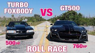 Turbo Fox Body vs 2020 GT500...  Roll Racing in Mexico