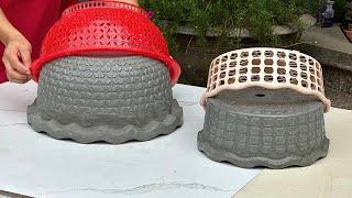 Details How To Make Unique Plant Pots From Plastic Baskets And Cement - Simple and Creative