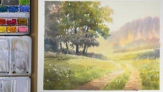 How to Paint a Peaceful Countryside in Watercolor