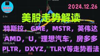 12月27日，美股即时走势解读，特斯拉、GME、MSTR、英伟达、U、AMD、理想汽车、房多多、PLTR、DXYZ、TLRY、DJT、AVGO、SOUN等走势看法 ️️ #美股大涨 #特斯拉股票