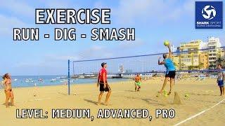 Beach Volleyball training exercise/drill, dig-smash; Voley Playa Exercicio