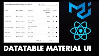 DATATABLE Básico con MATERIAL UI en React JS || Material Design || Tutorial en Español (2024)